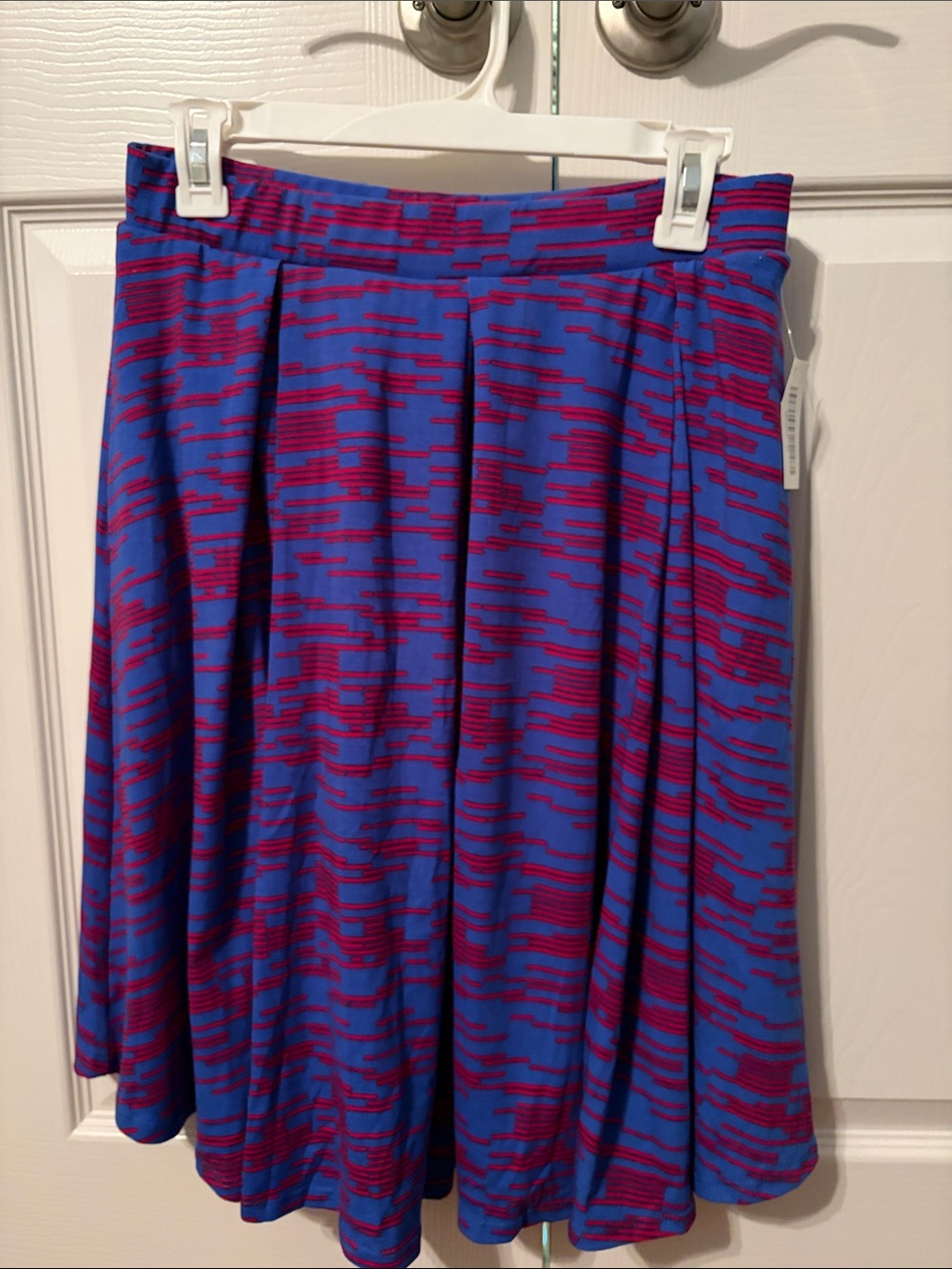 LuLaRoe Blue and Magenta Abstract Print Skater Skirt